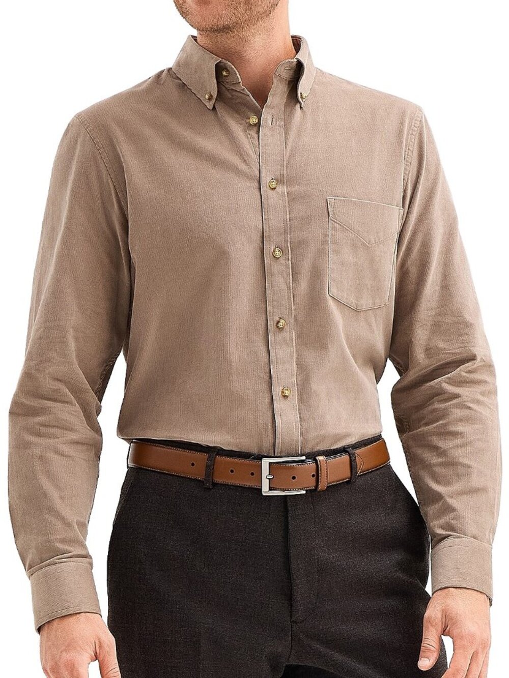 New! Stafford Cordroy Button Down Shirt Men's XL Desert Taupe